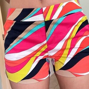Trina Turk Multicolor Wave-Print Shorts in Pink, Orange, Yellow & Teal